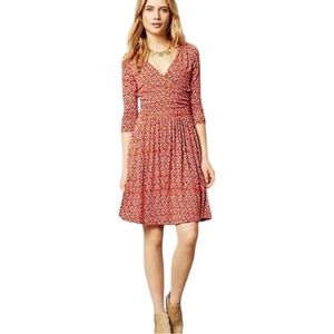 Maeve Anthropologie Printed Knit Faux Wrap Dress